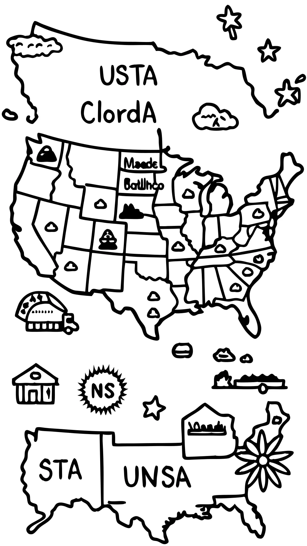 us state map coloring page